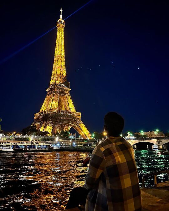 Admiring the Eiffel Tower at night